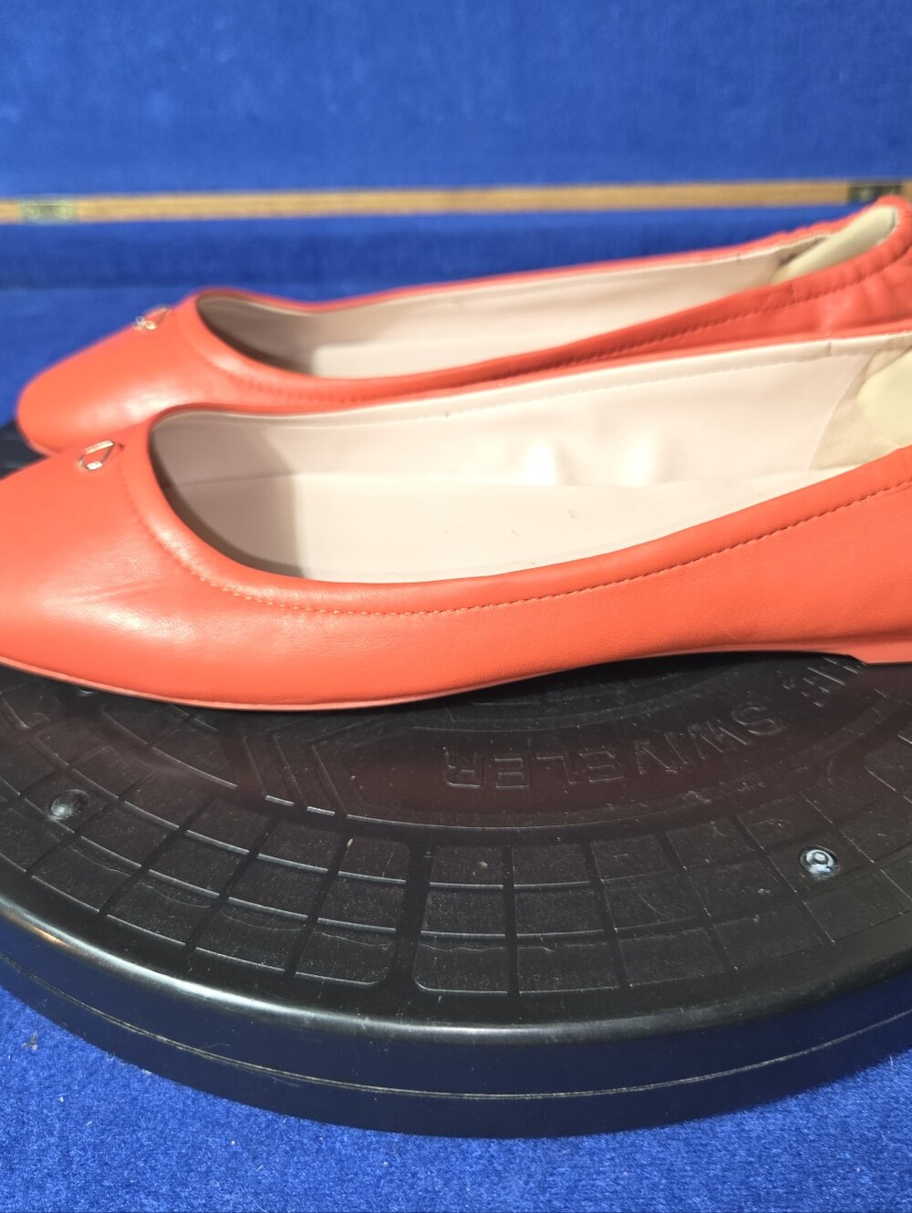 Kate Spade New York Keaton Red-Orange Leather Ballet Flats, Sz. 7.5B-US, 38-EU